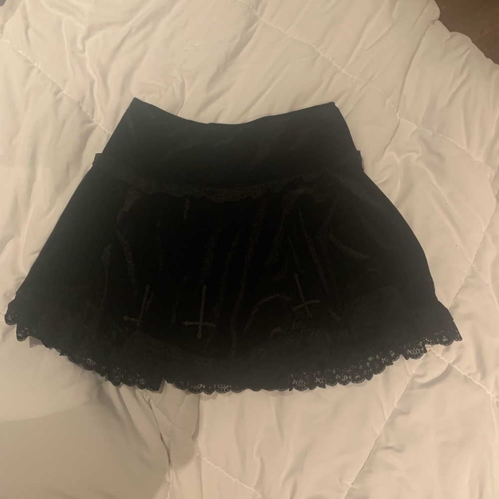 Killstar goth velvet cross skirt